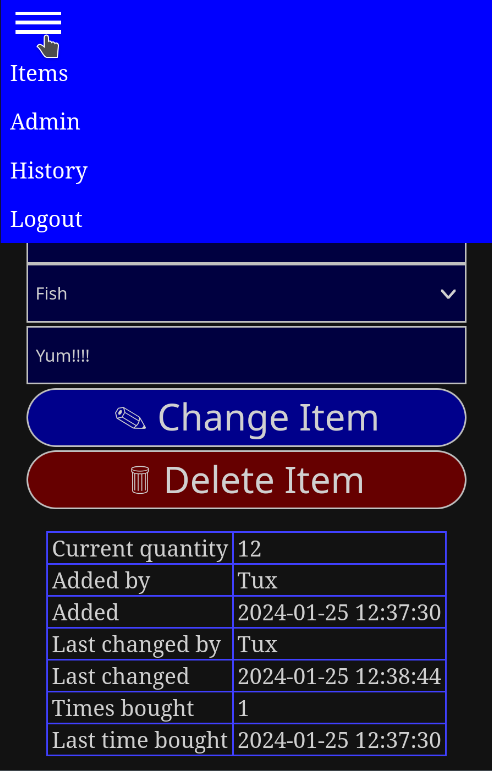 change item hamburger image missing